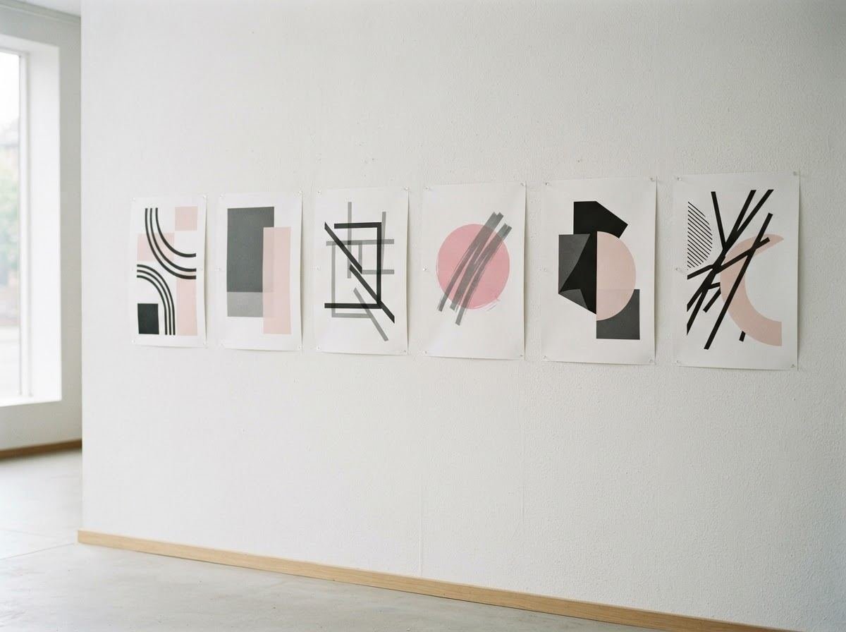 Season posters on a gallery wall
